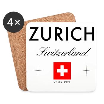 Zurich, Suisse Coordonnées Souvenir de voyage - Dessous de verre (lot de 4) - blanc - Devant