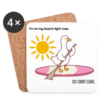 Canard au paddle debout - Dessous de verre (lot de 4) - blanc - Devant