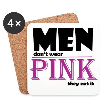 Pink Serif Logo Tee Art - Coasters (set of 4) - white - Front