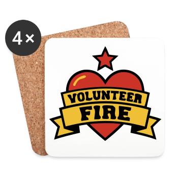 Volunteer Fire Heart Logo - Coasters (set of 4) - white - Front