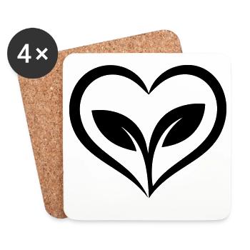 Cœur de jardinier avec plante - Dessous de verre (lot de 4) - blanc - Devant
