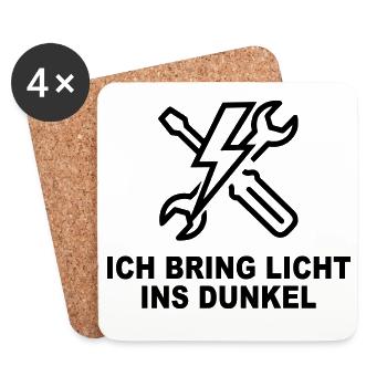 Ich bring Licht ins Dunkel – Elektriker Shirt - Untersetzer (4er-Set) - Weiß - Vorne