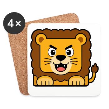Lion - Dessous de verre (lot de 4) - blanc - Devant