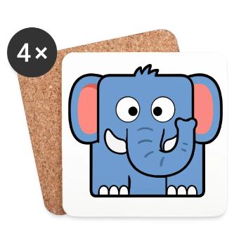 Éléphant - Dessous de verre (lot de 4) - blanc - Devant