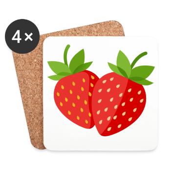 fraise - Dessous de verre (lot de 4) - blanc - Devant