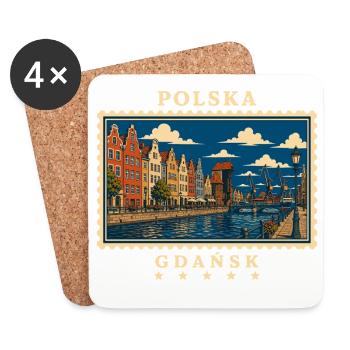 Polen Gdańsk Vintage Reisemarke - Untersetzer (4er-Set) - Weiß - Vorne