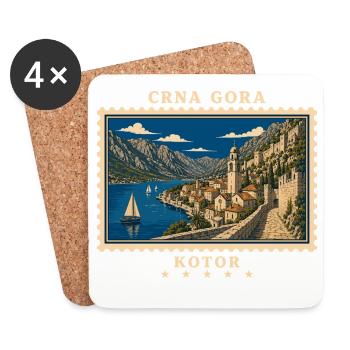 Montenegro Kotor Vintage Reisemarke - Untersetzer (4er-Set) - Weiß - Vorne
