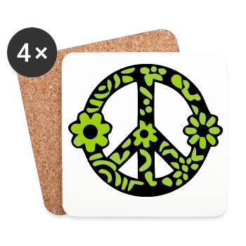 Peace Zeichen Blumen Icon - Untersetzer (4er-Set) - Weiß - Vorne