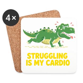 Dinosaurier hasst Cardio Training - Untersetzer (4er-Set) - Weiß - Vorne