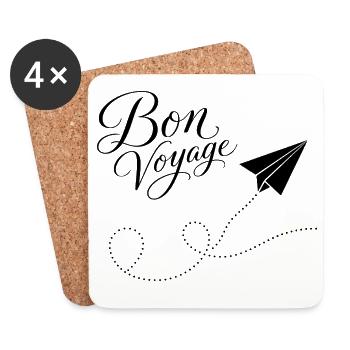 Bon Voyage gute Reise Papierzug Flugzeug France - Untersetzer (4er-Set) - Weiß - Vorne