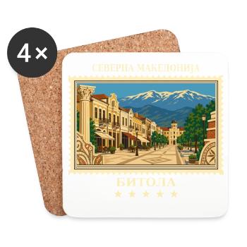 Nordmazedonien Bitola Vintage Reisemarke - Untersetzer (4er-Set) - Weiß - Vorne