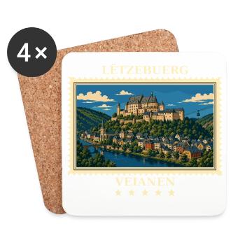 Luxemburg Vianden Vintage Reisemarke - Untersetzer (4er-Set) - Weiß - Vorne