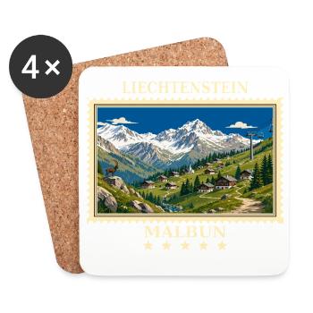Liechtenstein Malbun Vintage Reisemarke - Untersetzer (4er-Set) - Weiß - Vorne