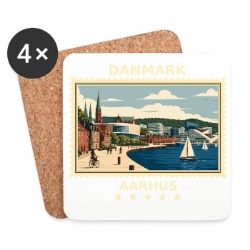 Dänemark Aarhus Vintage Reisemarke - Untersetzer (4er-Set) - Weiß - Vorne