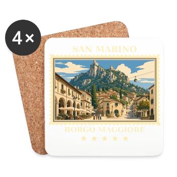 San Marino Borgo Maggiore Vintage Reisemarke - Untersetzer (4er-Set) - Weiß - Vorne