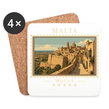 Malta Mdina Vintage Travel Brand - Coasters (set of 4) - white - Front