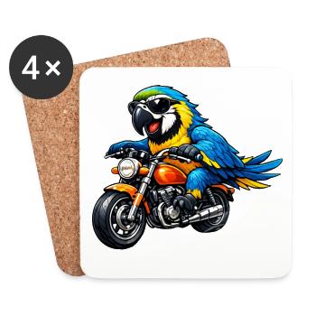Parrot on the motorcycle - Coasters (set of 4) - white - Front