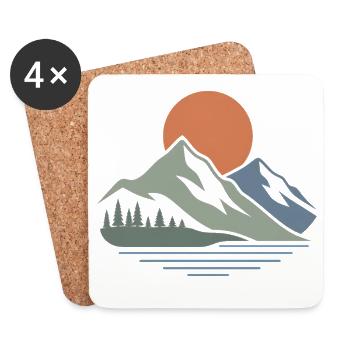 Minimalistische Berglandschaft – Modernes Design - Untersetzer (4er-Set) - Weiß - Vorne