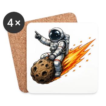 Astronaut hits meteor rocket - Coasters (set of 4) - white - Front