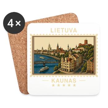 Litauen Kaunas Vintage Reisemarke - Untersetzer (4er-Set) - Weiß - Vorne