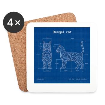 Technical Cats Illustration - Coasters (set of 4) - white - Front