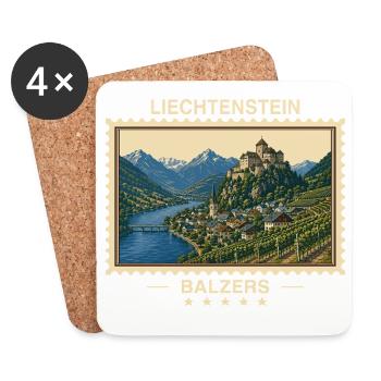 Liechtenstein Balzers Vintage Reisemarke - Untersetzer (4er-Set) - Weiß - Vorne
