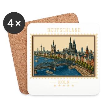Deutschland Köln Vintage Reisemarke - Untersetzer (4er-Set) - Weiß - Vorne