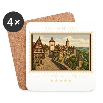 Deutschland Rothenburg ob der Tauber Vintage Reise - Untersetzer (4er-Set) - Weiß - Vorne