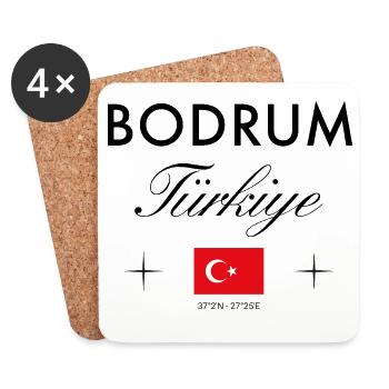 Coordonnées de Bodrum Turkey Souvenir de voyage - Dessous de verre (lot de 4) - blanc - Devant