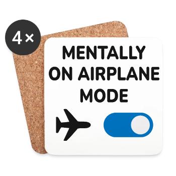Mentally On Airplane Mode Funny Travel Introvert - Coasters (set of 4) - white - Front