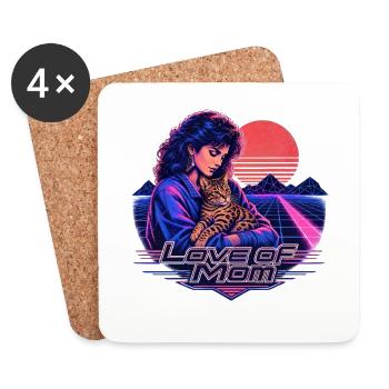 Bengal Cat rétro synthwave des années 80 - Dessous de verre (lot de 4) - blanc - Devant