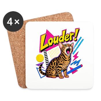 Chat perçant des années 90 de Memphis Bengal - Dessous de verre (lot de 4) - blanc - Devant
