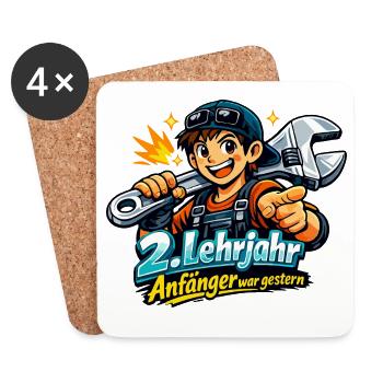 2. Lehrjahr - Anfänger war gestern - Untersetzer (4er-Set) - Weiß - Vorne