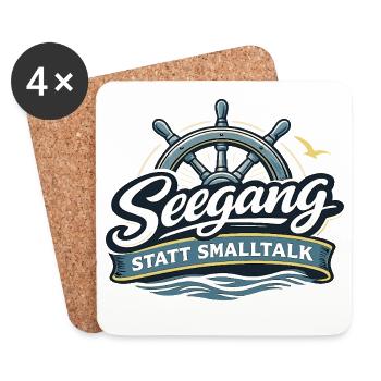 Seegang statt Smalltalk – Maritimer Segler Spruch - Untersetzer (4er-Set) - Weiß - Vorne