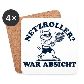 Tennis Katze Netzroller war Absicht - Untersetzer (4er-Set) - Weiß - Vorne