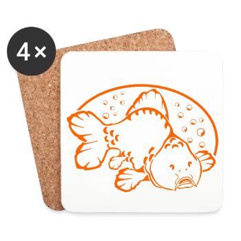 Fische_angeln_002_carp_fishing - Dessous de verre (lot de 4) - blanc - Devant