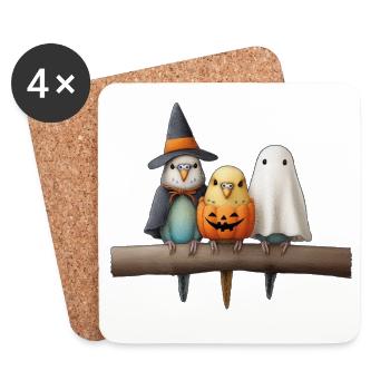 Wellensittiche Halloween - Untersetzer (4er-Set) - Weiß - Vorne