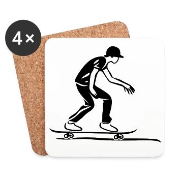 Skateboarder - Untersetzer (4er-Set) - Weiß - Vorne
