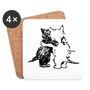 Zwei kleine Katzen, die sich umarmen - Untersetzer (4er-Set) - Weiß - Vorne