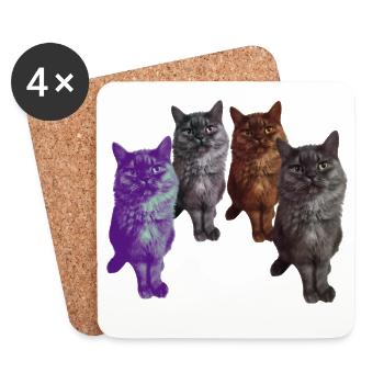 Katzenliebe, künstlerisches Katzenporträt - Untersetzer (4er-Set) - Weiß - Vorne