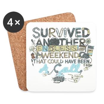 Survived Another Endless Weekend - Untersetzer (4er-Set) - Weiß - Vorne