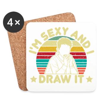 Funny Harmonica Player I´m Sexy & I Draw It - Untersetzer (4er-Set) - Weiß - Vorne