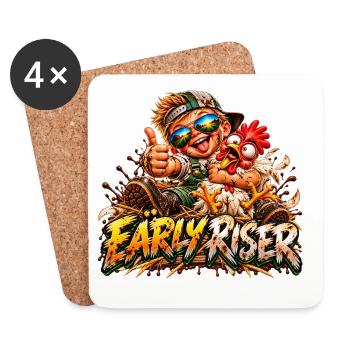 Frühaufsteher Freundschaft Huhn - Untersetzer (4er-Set) - Weiß - Vorne