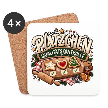Plätzchen  Lustiges Weihnachtsdesign - Untersetzer (4er-Set) - Weiß - Vorne