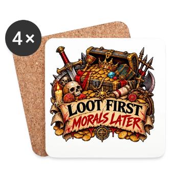 Loot zuerst, Moral danach - Untersetzer (4er-Set) - Weiß - Vorne