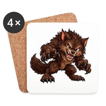 Werwolf - Monster unter dem Bett Party - Untersetzer (4er-Set) - Weiß - Vorne
