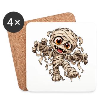 Mumie - Monster unter dem Bett Party - Untersetzer (4er-Set) - Weiß - Vorne