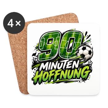 90 Minuten Hoffnung – Fußballfan Geschenkidee - Untersetzer (4er-Set) - Weiß - Vorne