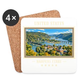 Vereinigte Staaten Harpers Ferry Vintage Marke - Untersetzer (4er-Set) - Weiß - Vorne
