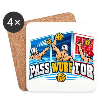 Wasserball Pass Wurf Tor - Untersetzer (4er-Set) - Weiß - Vorne